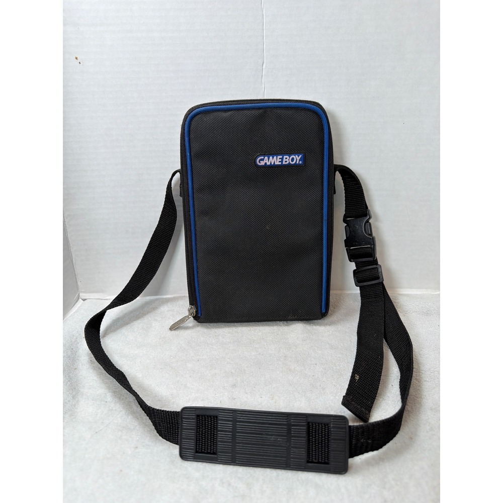 Nintendo Game Boy Carrying Case Black Blue Nylon Shoulder Bag Vintage